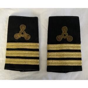 Vintage Bullion Marine Ship Engineer Shoulder Board Epaulette 3 Bar Pair D